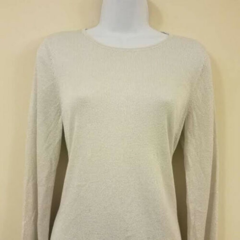 New Alfani Silver XL Glitter Knit Long Sleeve Top - Picture 4 of 7